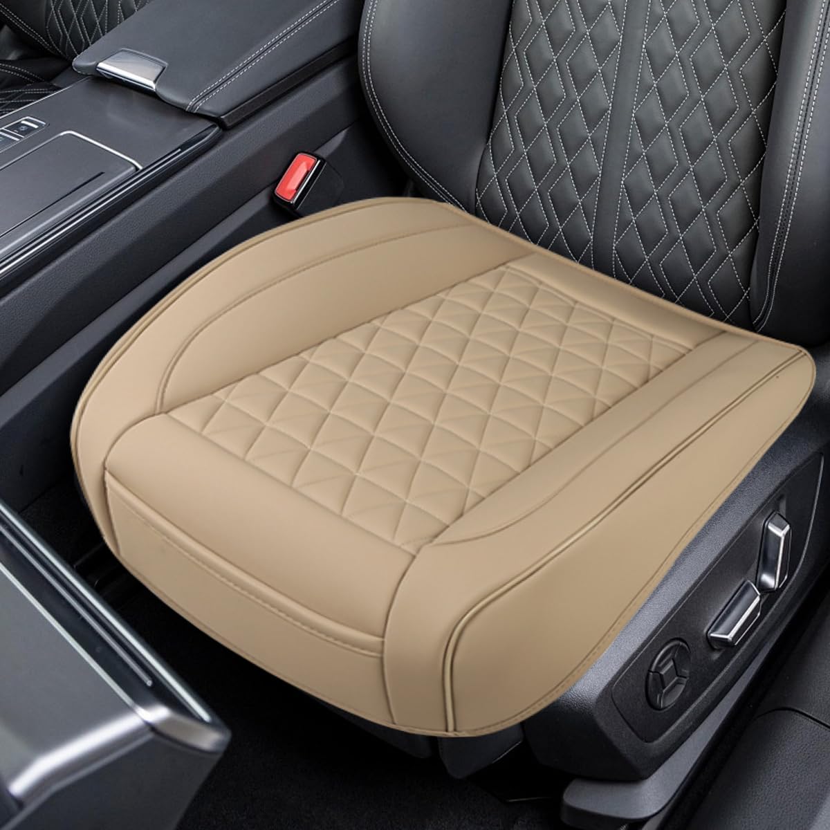 UHANBUT beige front seat cover on car seat protecting upholstery