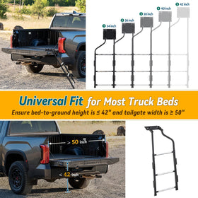 UIABOPZ ladder mounted on pickup side demonstrating easy bed access