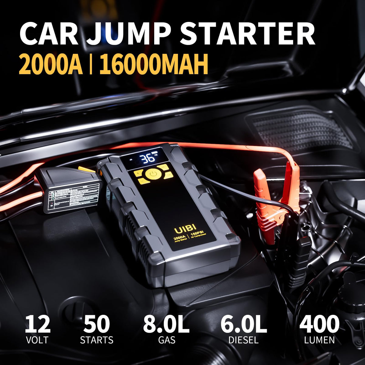 UIBI X5 heavy-duty clamps and cables with spark-proof design for safe jumps