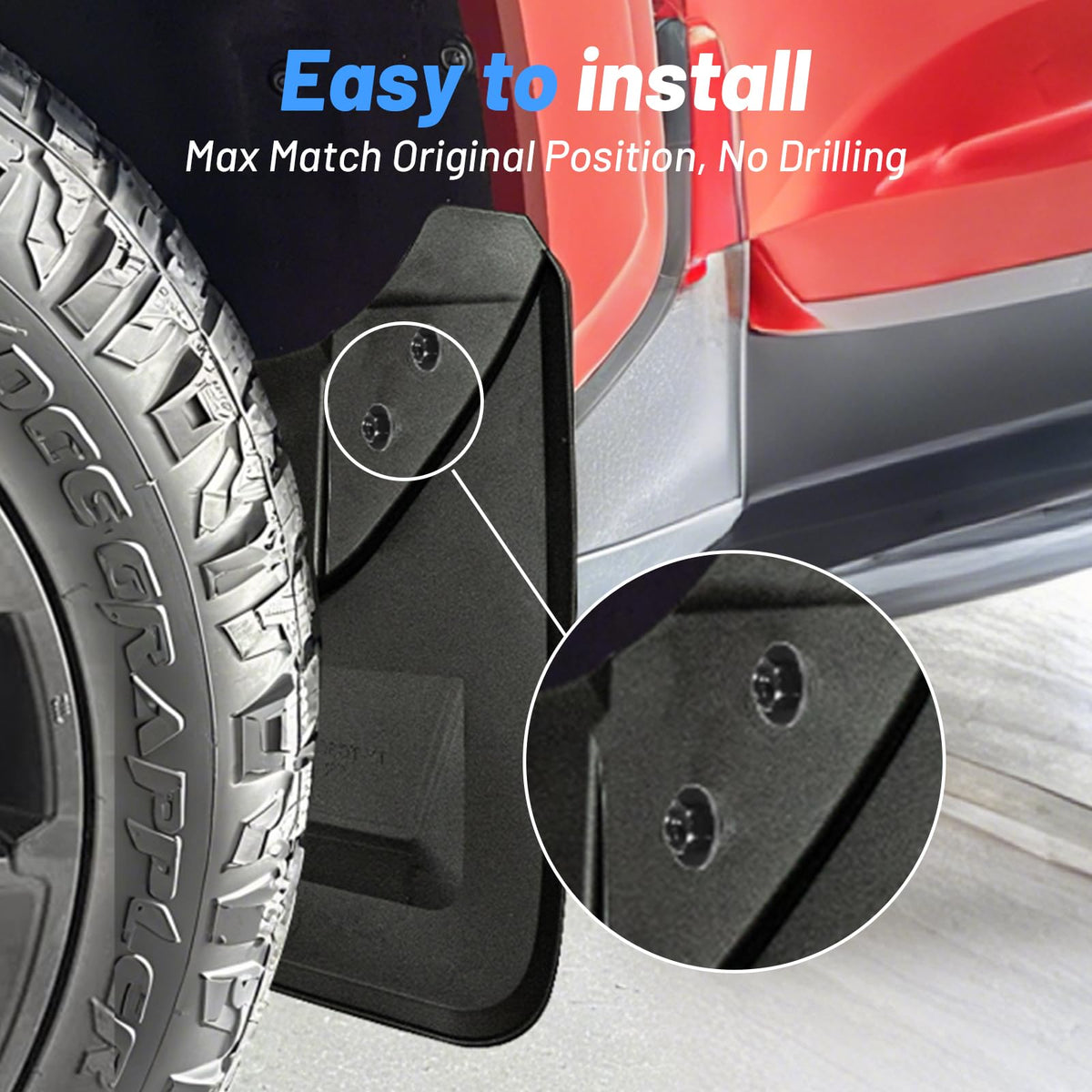Uilffur front right mud flap close-up texture highlighting durable material