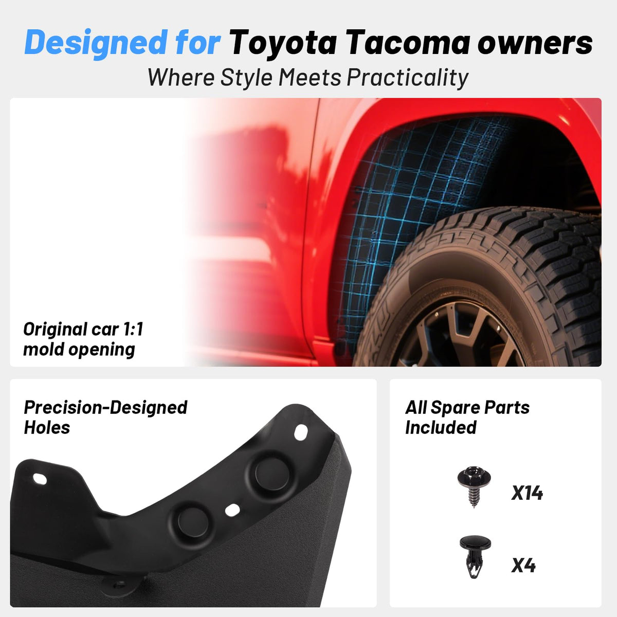 Uilffur mud flap bent to show flexible PP/TPE material resilience