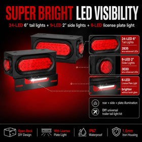 ULITECO close-up of 6-inch oval 24-LED tail light with bright signaling
