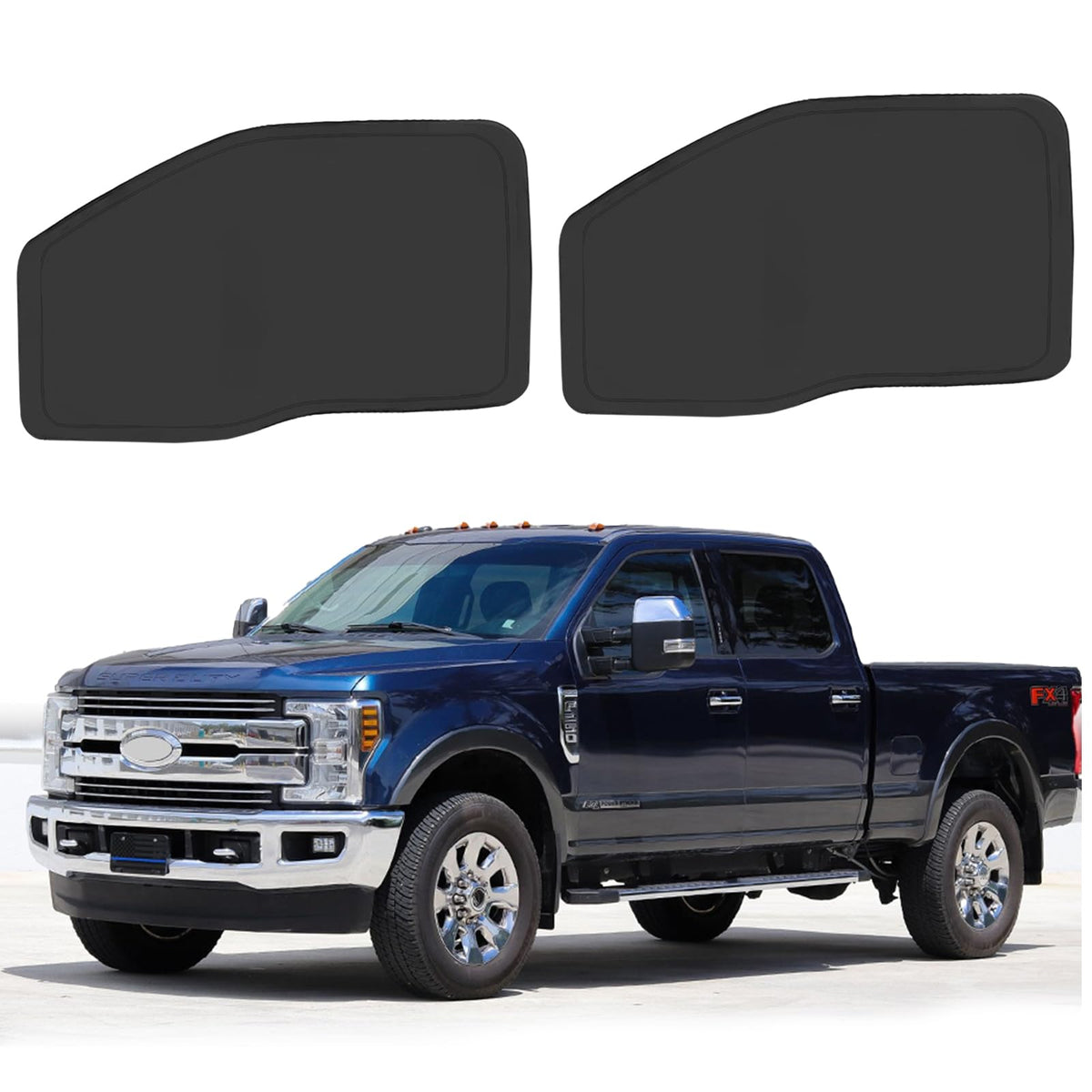 ULROLIT front side window shade on truck glass showing full coverage and sun protection