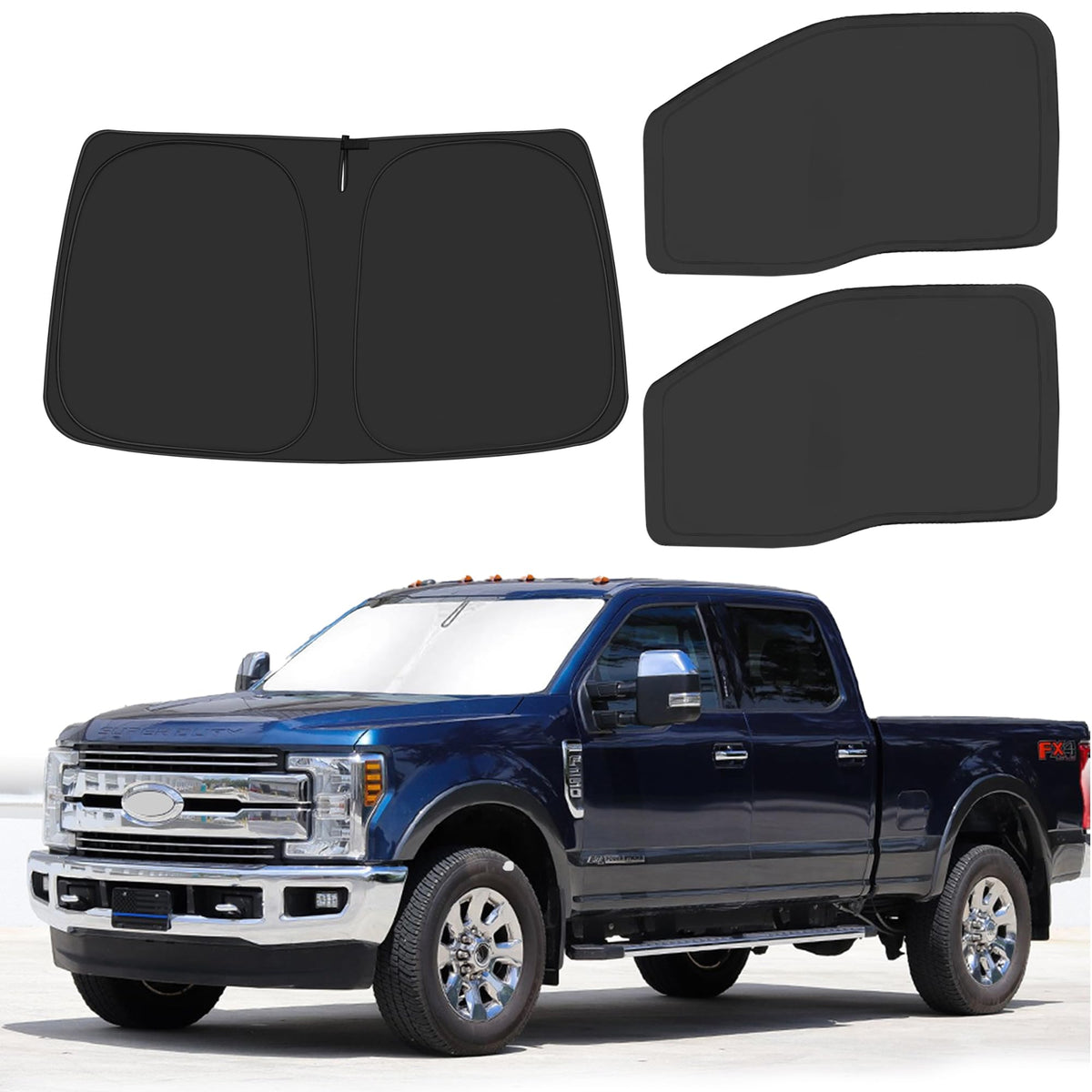 ULROLIT front windshield sun shade shown installed protecting interior