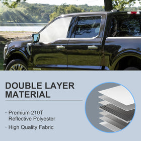 ULROLIT sun shade on parked F-150 shows cooler cabin and sun protection