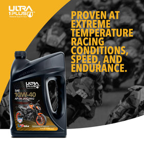 Mechanic pouring ULTRA 1PLUS into motorcycle engine for reliable protection