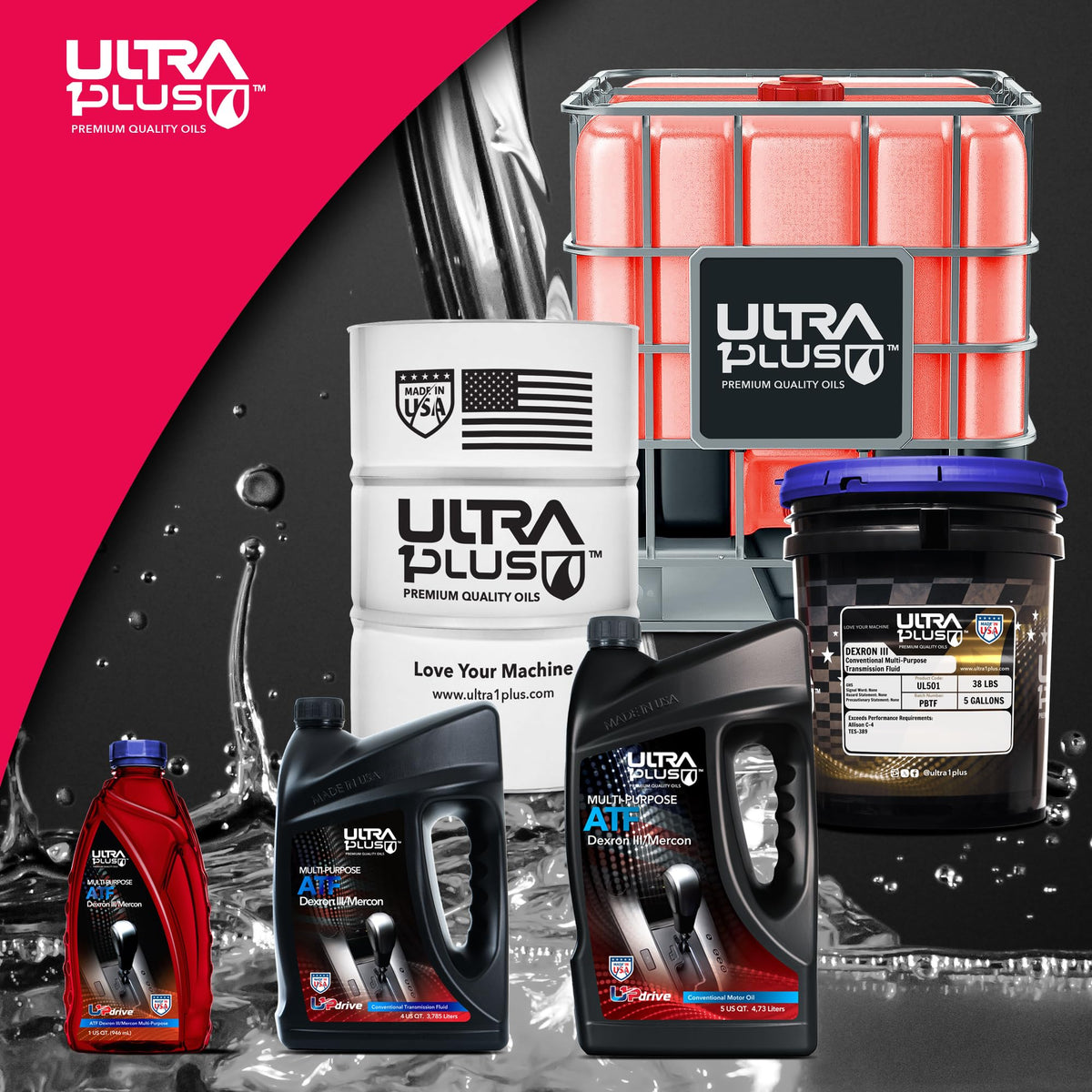 ULTRA 1PLUS bottles on shelf illustrating storage-ready packaging for garages