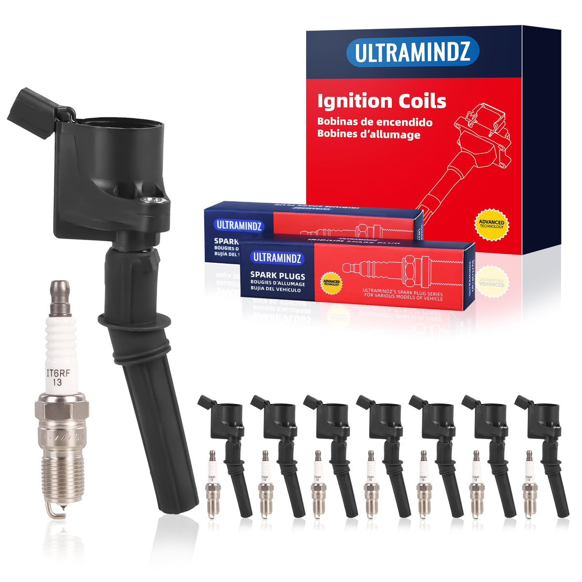 ultramindz front packaging showing full 8-coil and 8-plug kit and clear compatibility list