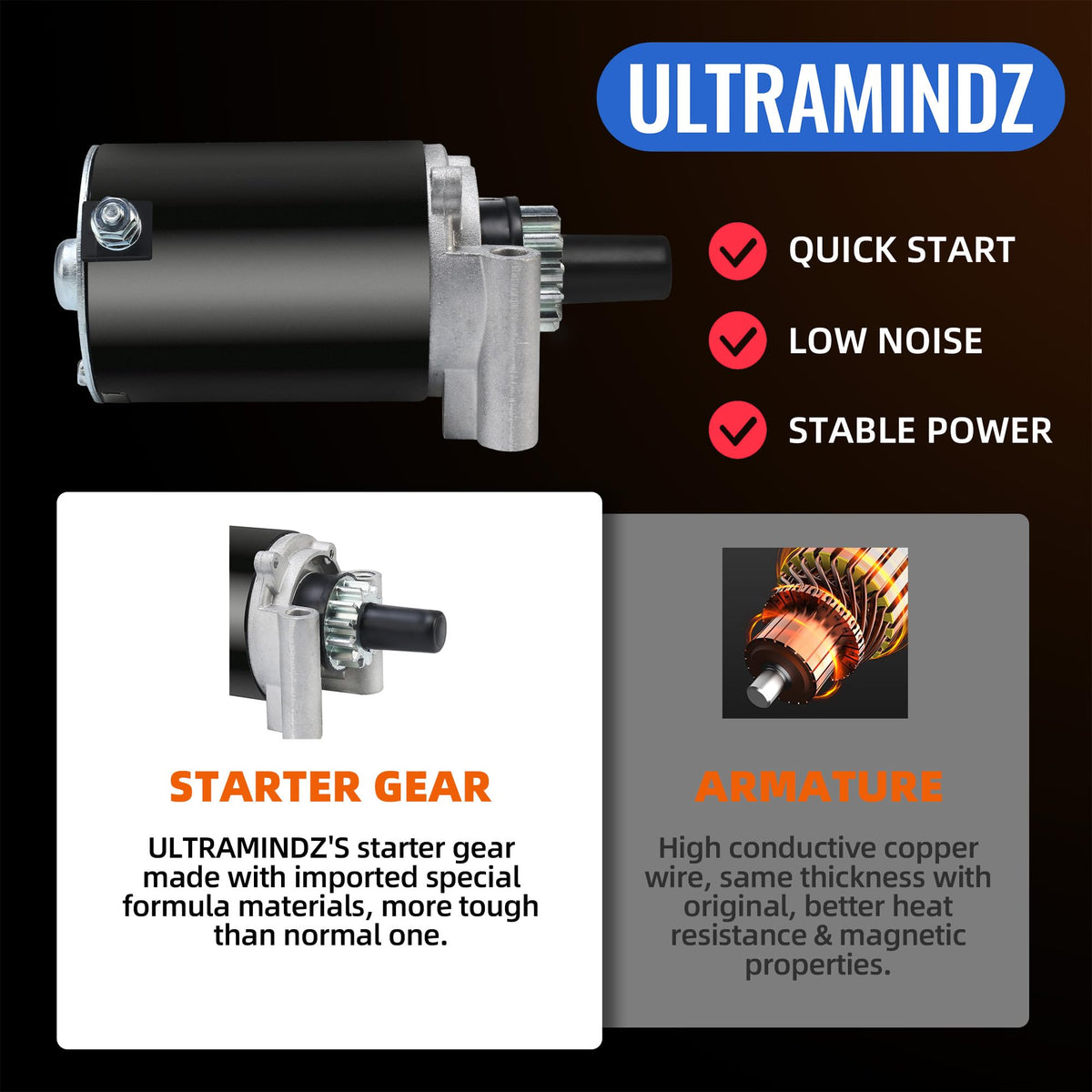 ultramindz starter label with cross-reference numbers for part verification