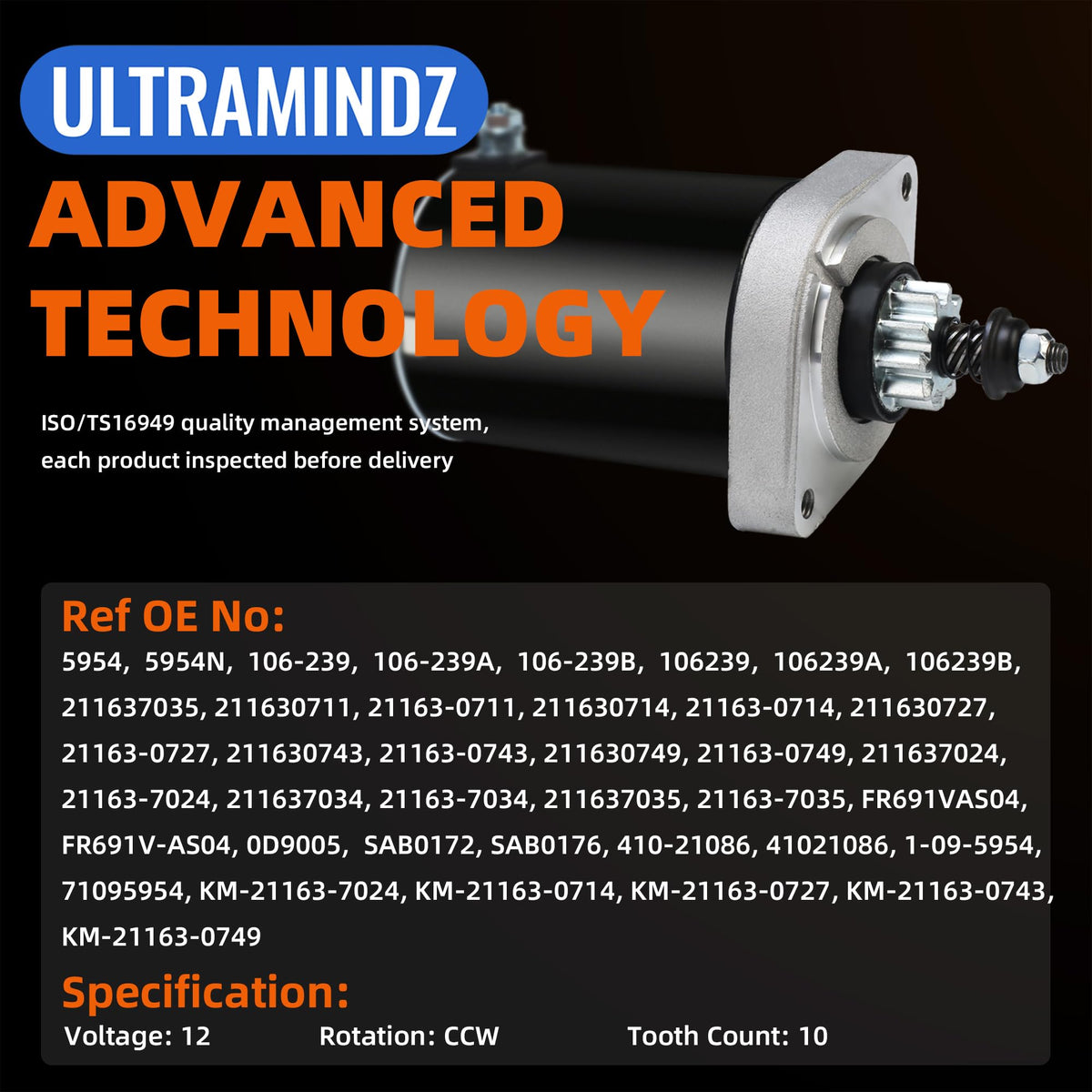 ultramindz starter mounting flange detail illustrating secure bolt pattern for proper fit
