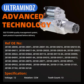 ultramindz starter nameplate label showing specs for accurate match