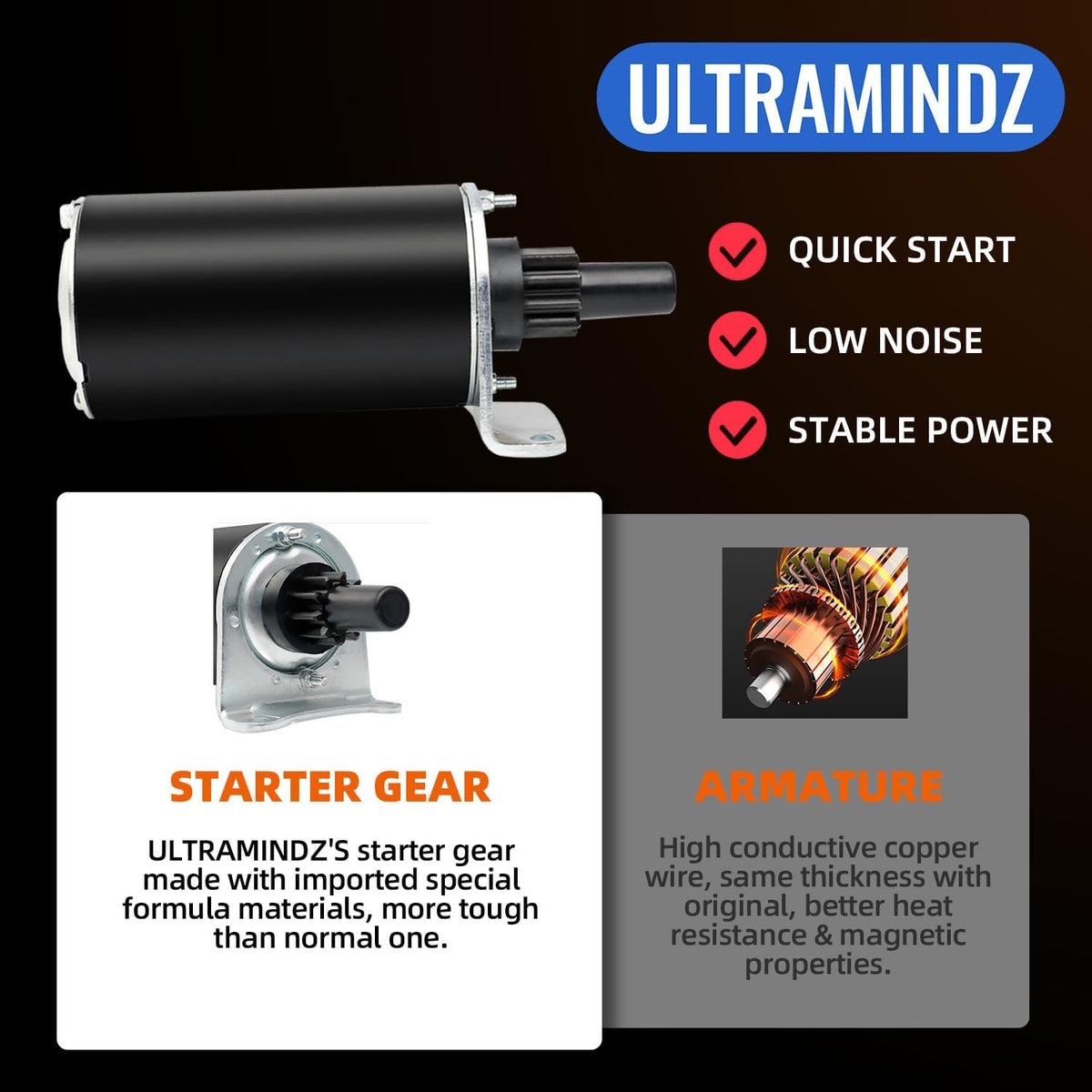 ultramindz starter part number label showing OE references for verification