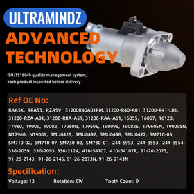 ultramindz starter pinion closeup showing 9-tooth gear for proper engagement