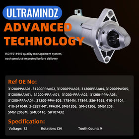 ultramindz starter pinion gear detail showing 9 teeth for accurate engagement