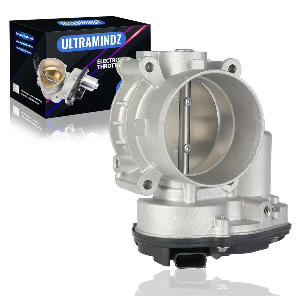 ultramindz throttle body front view showing clean flange and bolt holes for precise fit
