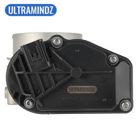 ultramindz throttle body beside ruler scale comparison illustrating compact OEM dimensions