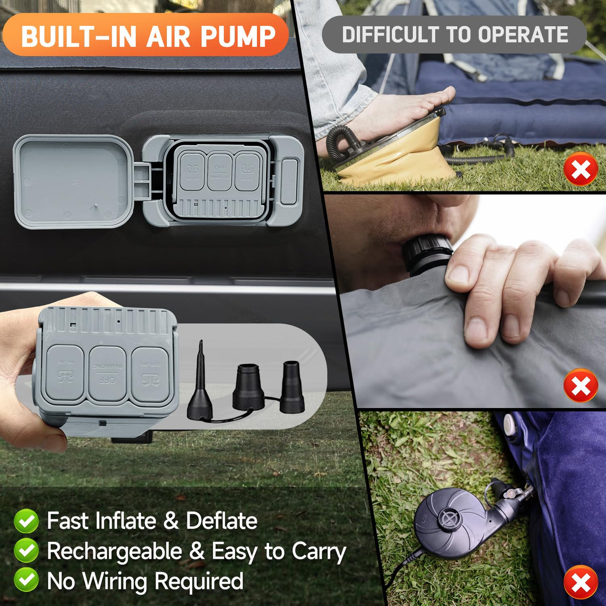 Umbrauto built-in pump detail demonstrating fast inflation advantage