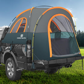 Umbrauto front view showing tent fitted to pickup bed for easy camping