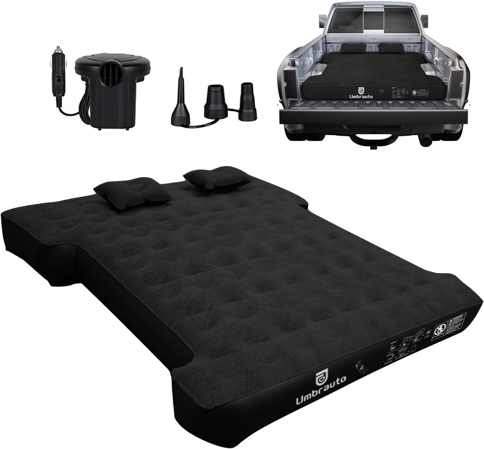Umbrauto front packaging showing mattress and included accessories for easy setup