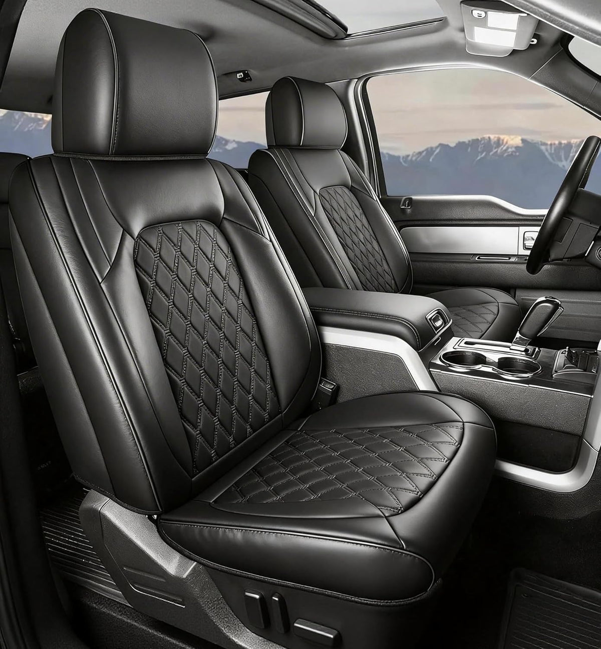 Umbrauto front seat full view showing sleek fit and improved protection
