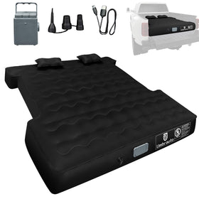 Umbrauto front view inflated mattress in truck bed showing fit and comfort