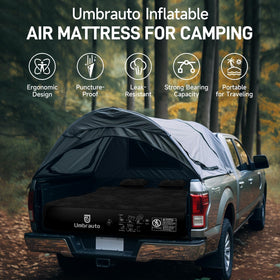 Umbrauto lifestyle shot with truck tent campsite for outdoor overnight use
