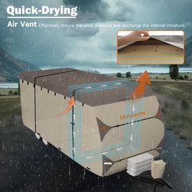 Umbrauto cover on trailer in snow showing winter weather protection