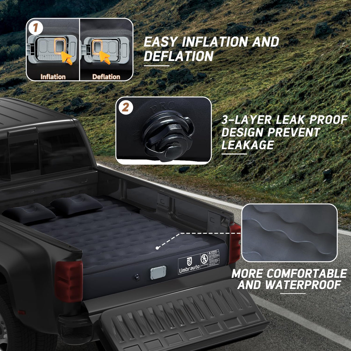 Umbrauto included pillows and carrying bag for easy transport