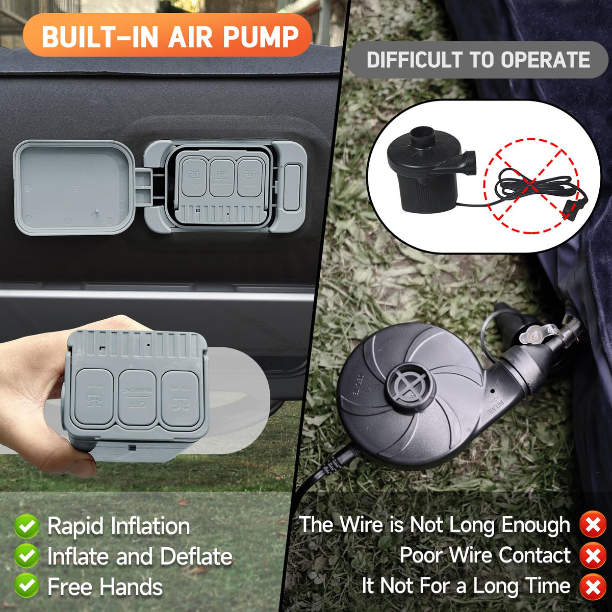 Umbrauto rechargeable wireless pump on mattress for quick inflation