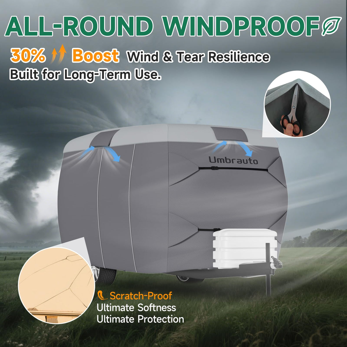 Umbrauto roll-up zippered access door open, enabling easy compartment access