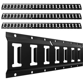 UMIRO front view of four black E-track rails showing kit and benefit of multiple anchors