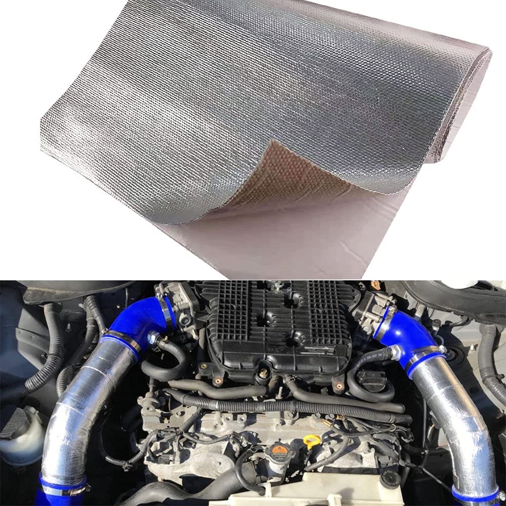 Ummickl front view of 12x48 heat shield mat showing packaging and product benefit