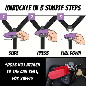 UnbuckleMe angled to display patented lever arm for reduced force
