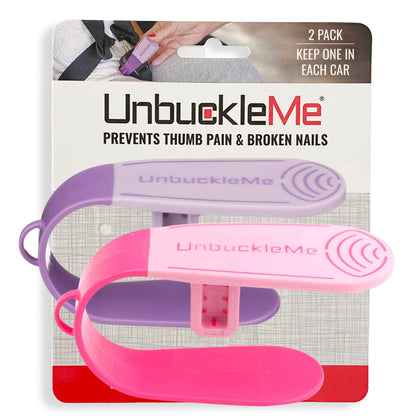UnbuckleMe front packaging showing pink and purple tools and benefits