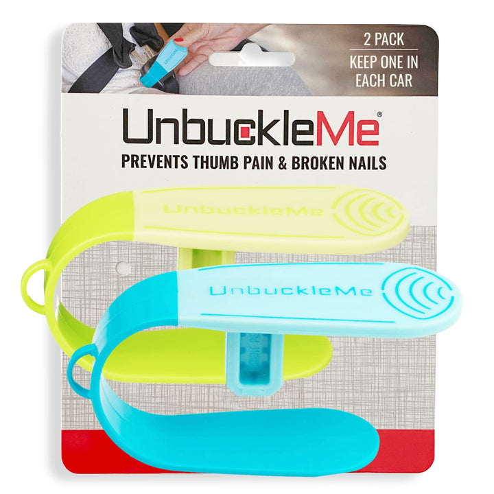 UnbuckleMe front packaging showing two-color pack and quick benefit