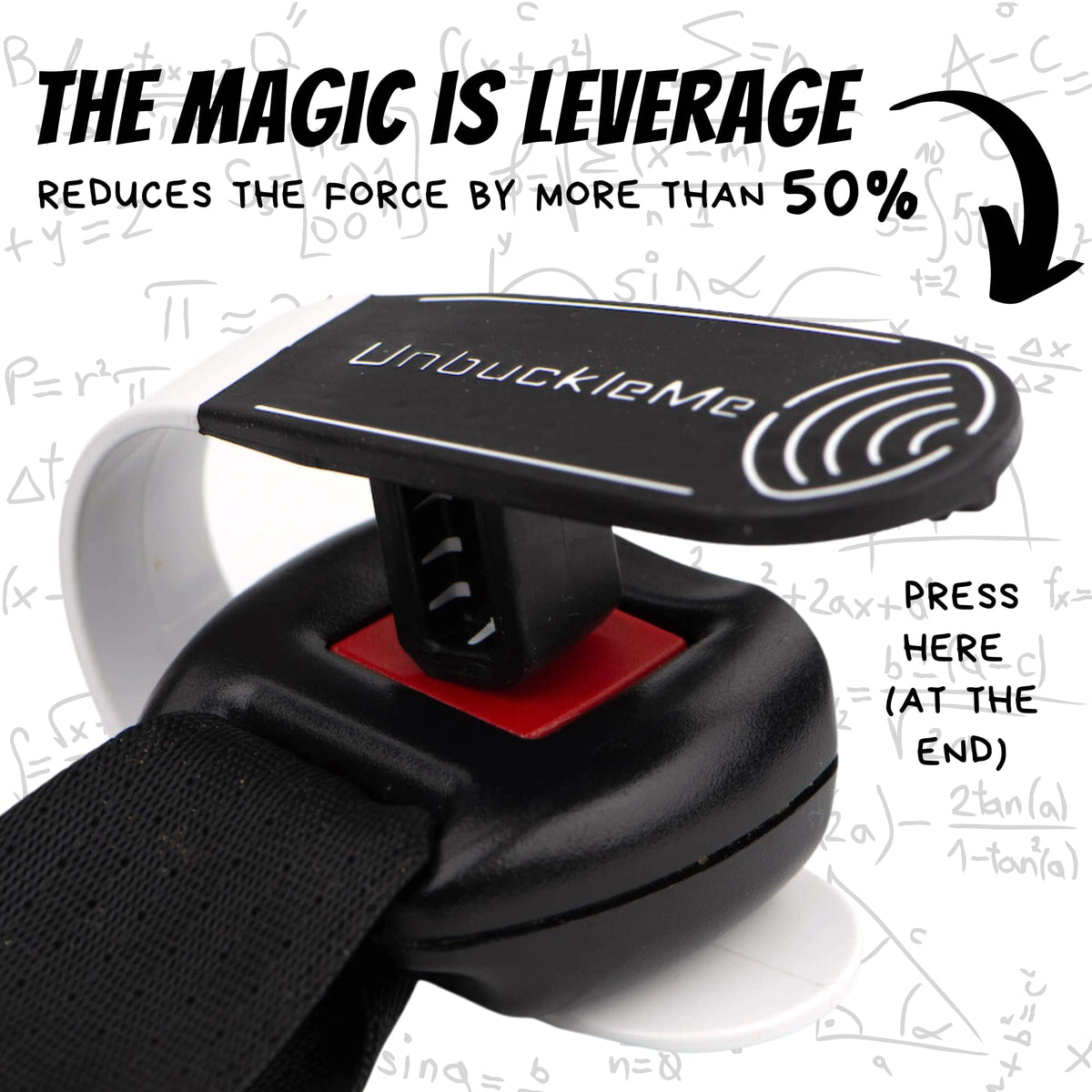UnbuckleMe engaging a car seat buckle to speed release and protect nails