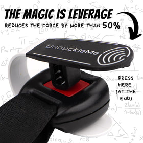 UnbuckleMe engaging a car seat buckle to speed release and protect nails