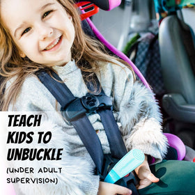 UnbuckleMe retail packaging back with usage instructions and features