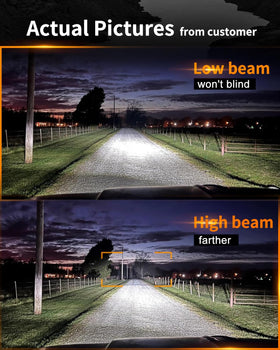 UNI-SHINE beam pattern demo at night showing brighter road visibility