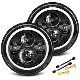 UNI-SHINE front view black LED headlight showing sleek housing and improved visibility
