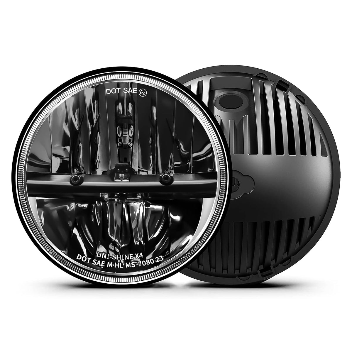 UNI-SHINE front view showing DOT-approved lens and clean beam pattern benefit