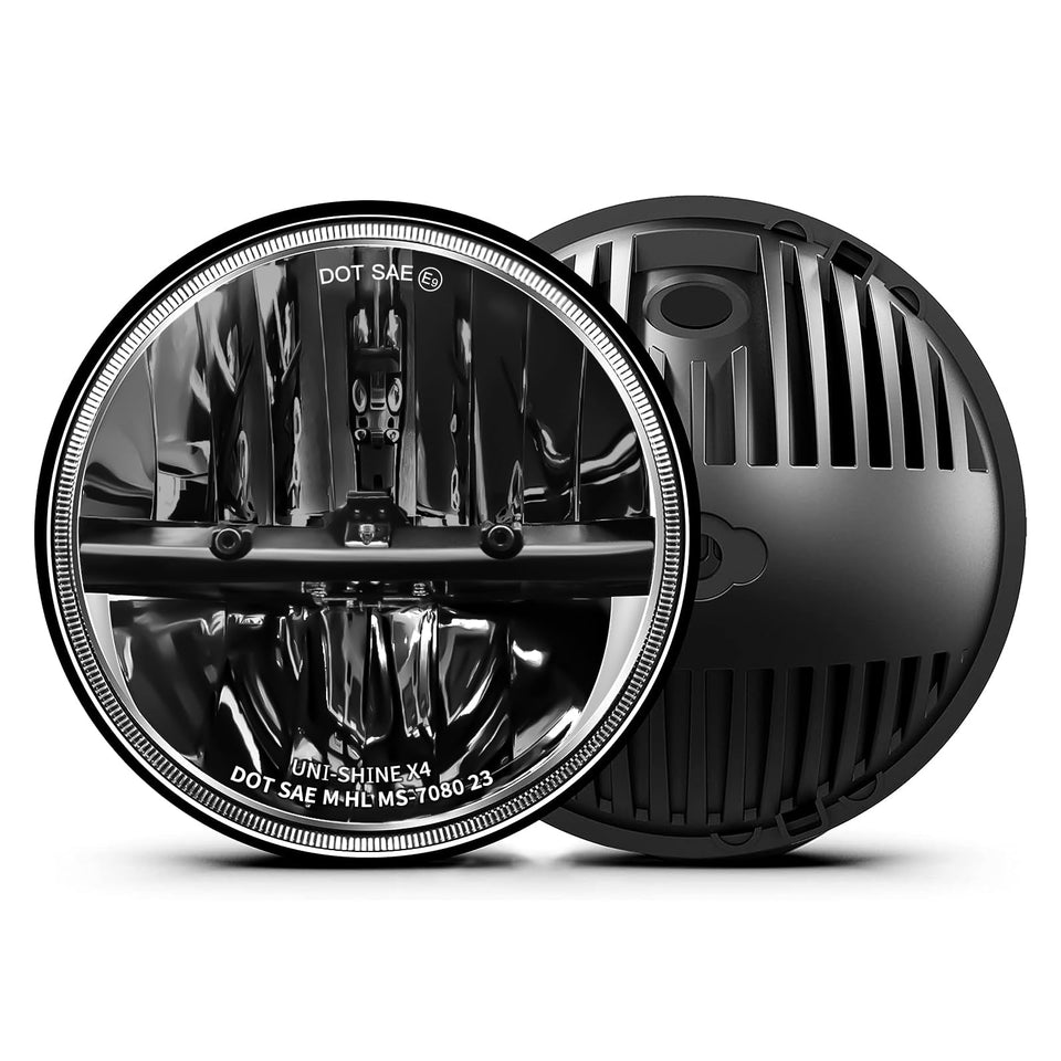 UNI-SHINE front view showing DOT-approved lens and clean beam pattern benefit