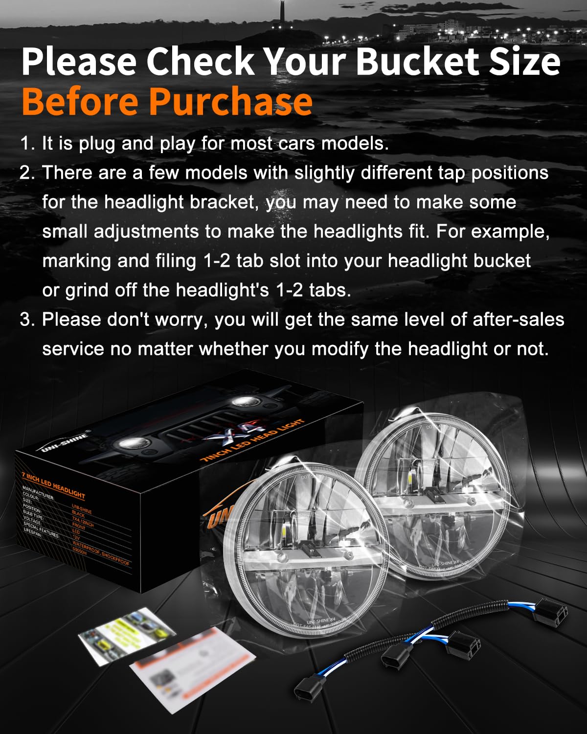 UNI-SHINE H4 and H4-H13 adapters displayed for easy installation