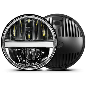 UNI-SHINE front view showing clear lens and bright DRL for improved visibility