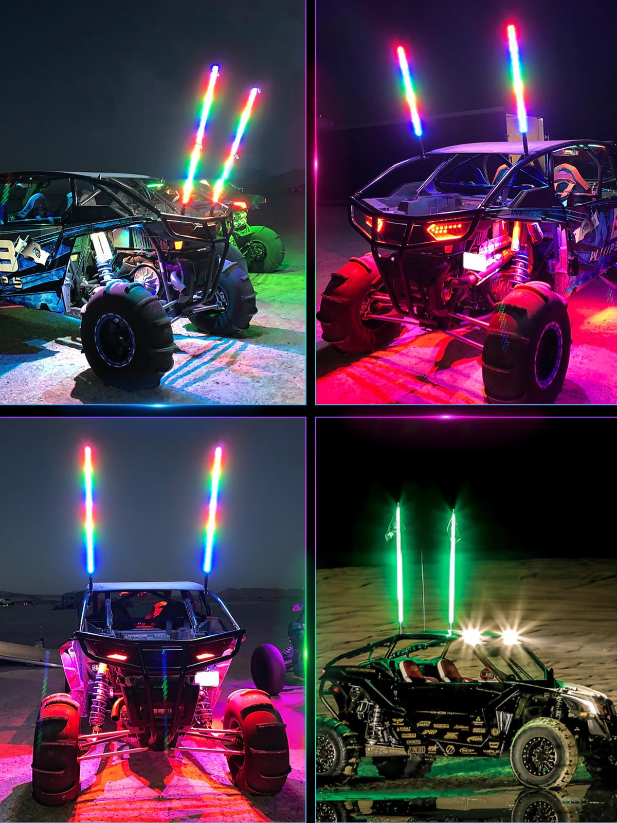 UNI-SHINE nighttime RGB chase lights showcasing high-visibility multi-color effects