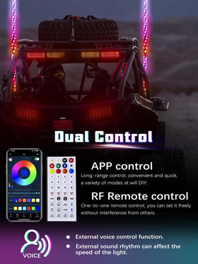 UNI-SHINE remote and app controls showing easy color and pattern customization