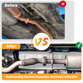 UNIFAMILY installed on motorcycle muffler illustrating heat protection for nearby components