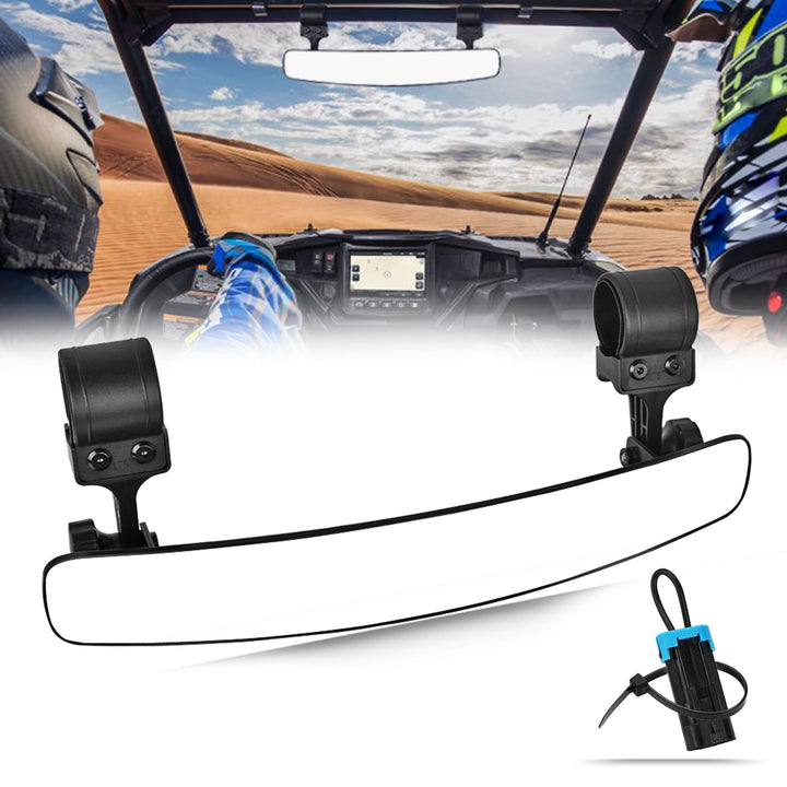 UNIGT front view of mounted mirror showing wide coverage and improved safety