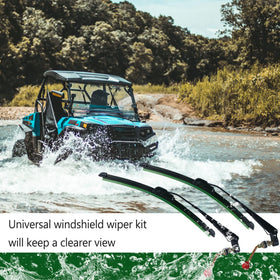 UNIGT lifestyle image of side-by-side clearing rain for safer trail driving