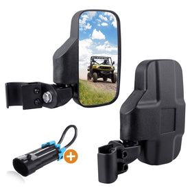 UNIGT front view of rear side mirror showing durable housing and wide field of view